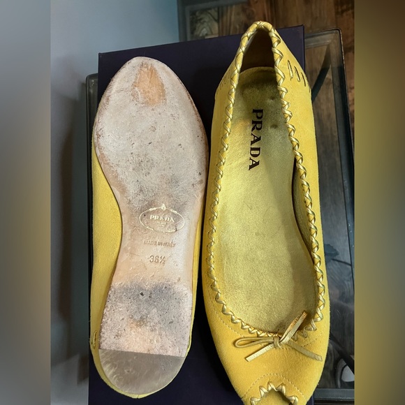 Prada Mustard Yellow 36.5/6 Suede Ballet Flats - Picture 8 of 12